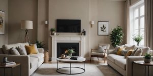 Freshly painted modern living room in Taranaki, showcasing elegant and warm interior design.